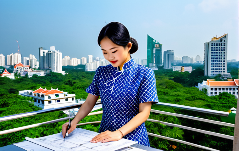 **
"A professional female architect, fully clothed in a stylish Ao Dai with modern patterns, reviewing blueprints on a sunny rooftop overlooking Ho Chi Minh City's skyline. Skyscrapers and lush greenery in the background. Perfect anatomy, well-formed hands, appropriate attire, safe for work, professional, high quality, natural pose, correct proportions, family-friendly."
**