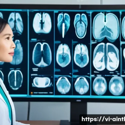 Home 30 AI 진단 시스템의 향후 기술 개발 로드맵 - **Prompt:** A diverse group of Vietnamese healthcare professionals, including a male doctor and a fe...